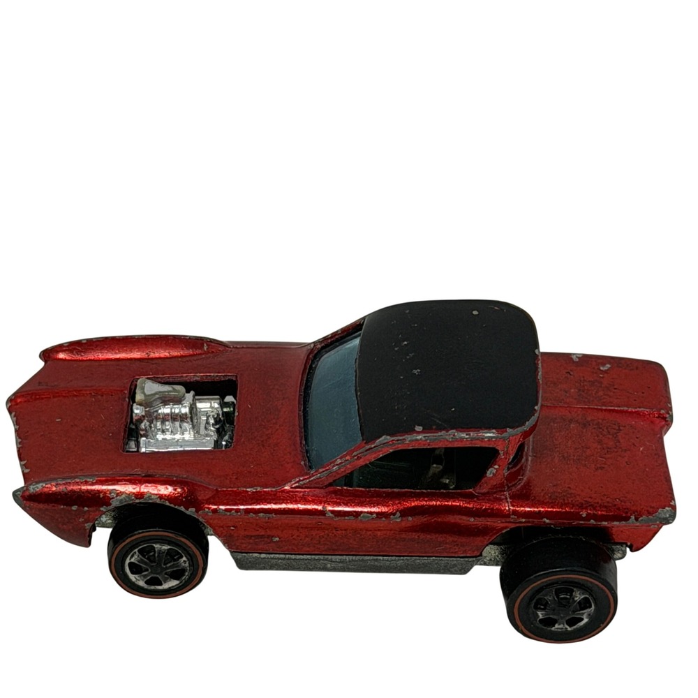 Vintage Hot Wheels Redline Python Red Hong Kong Black Roof Missing Wheel